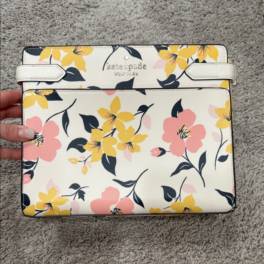 Kate Spade Cream Bag with Pink and Yellow Floral Design